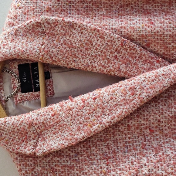 J. Crew Daphne Top Coat Italian Tweed Guava Pink Size 12 - Picture 5 of 11